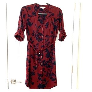 Floral printed shirt dress with 3/4 sleeves!